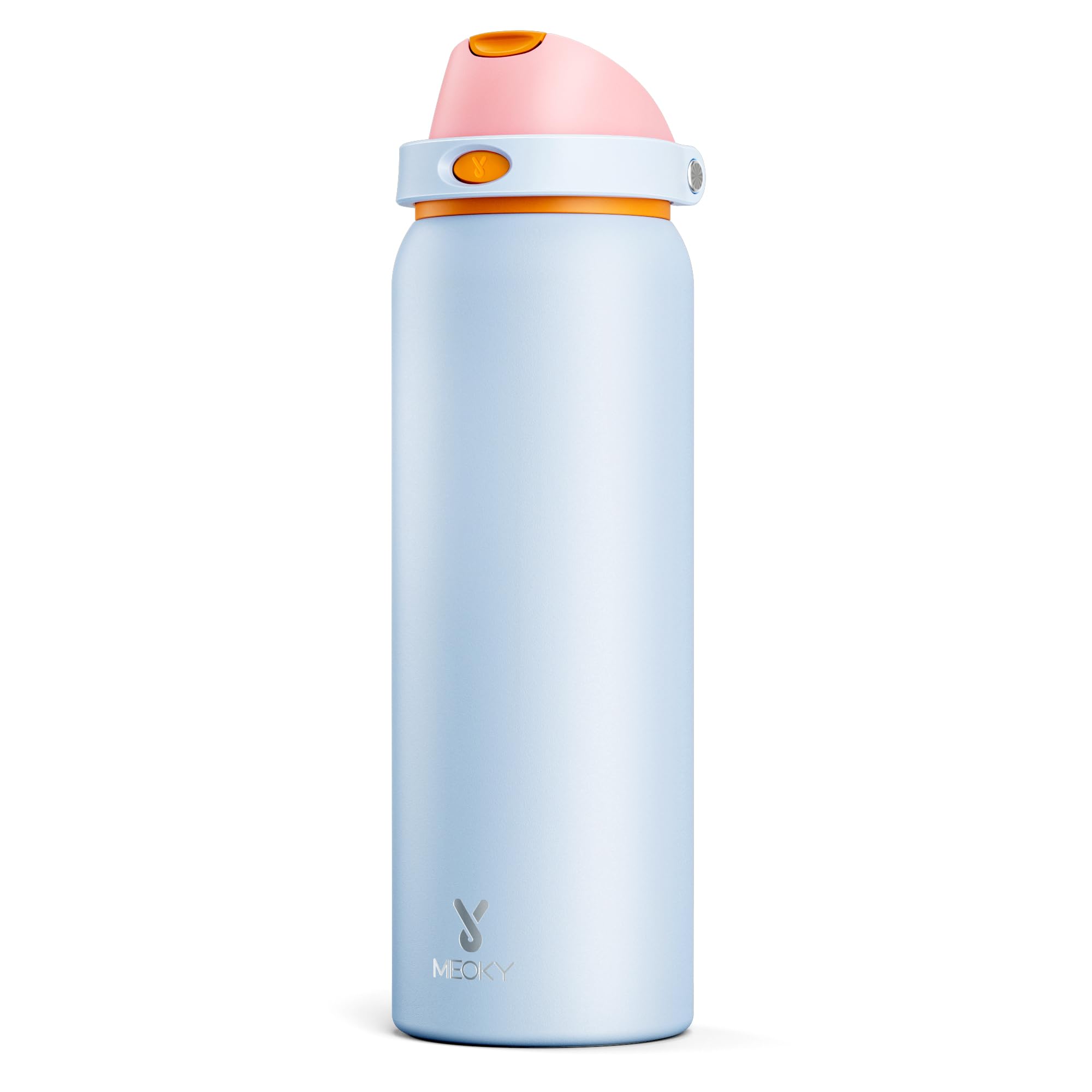 24 oz Insulated Water Bottle for Sports: Meoky Stainless Steel Water Bottle with 2-in-1 Straw and Spout Lid - Leak Proof, Cold for 24 Hours, Fits in Car Cup Holder, BPA-Free for Travel Gym, Night