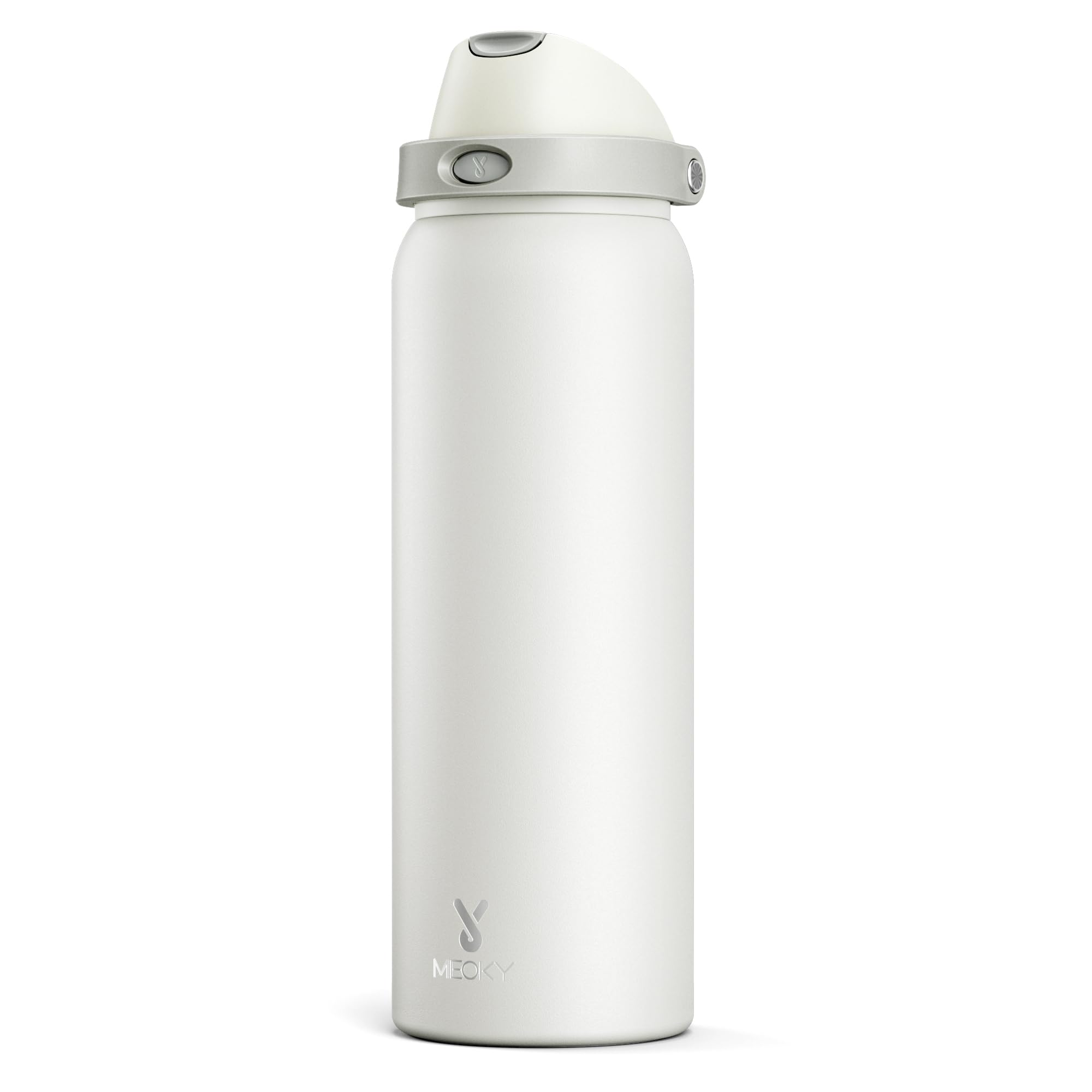 24 oz Insulated Water Bottle for Sports: Meoky Stainless Steel Water Bottle with 2-in-1 Straw and Spout Lid - Leak Proof, Cold for 24 Hours, Fits in Car Cup Holder, BPA-Free for Travel Gym, Night