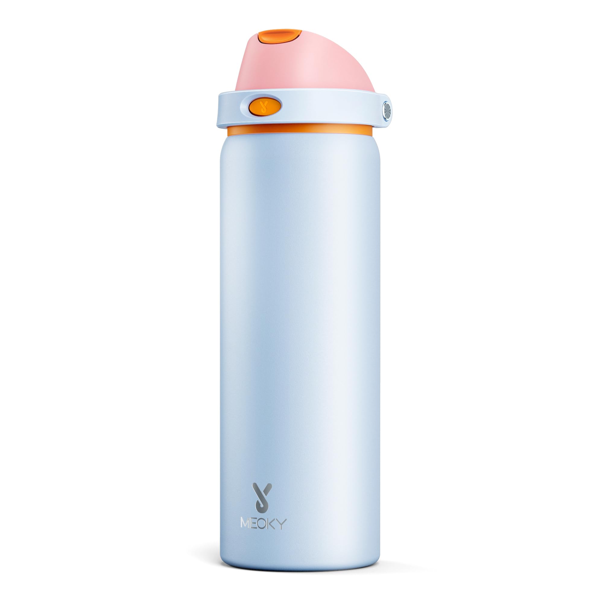 24 oz Insulated Water Bottle for Sports: Meoky Stainless Steel Water Bottle with 2-in-1 Straw and Spout Lid - Leak Proof, Cold for 24 Hours, Fits in Car Cup Holder, BPA-Free for Travel Gym, Night