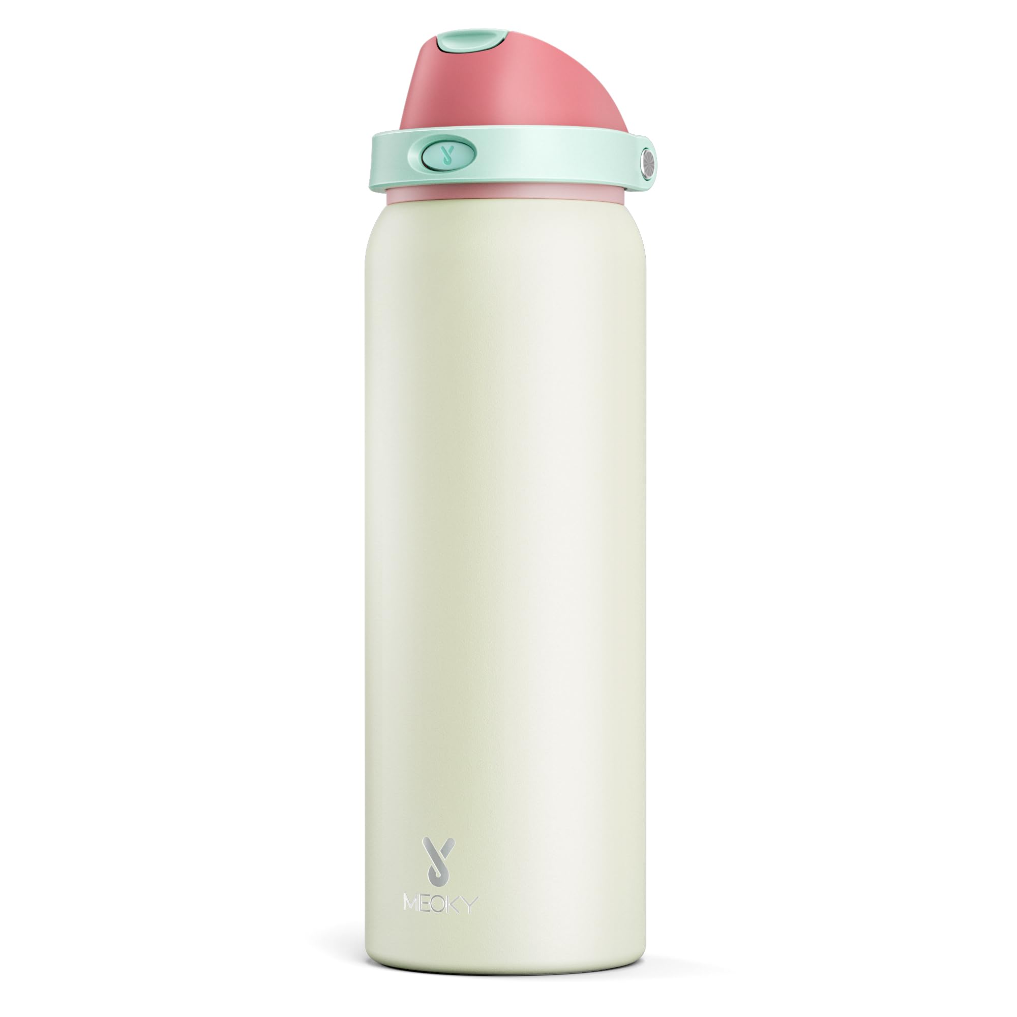 24 oz Insulated Water Bottle for Sports: Meoky Stainless Steel Water Bottle with 2-in-1 Straw and Spout Lid - Leak Proof, Cold for 24 Hours, Fits in Car Cup Holder, BPA-Free for Travel Gym, Night