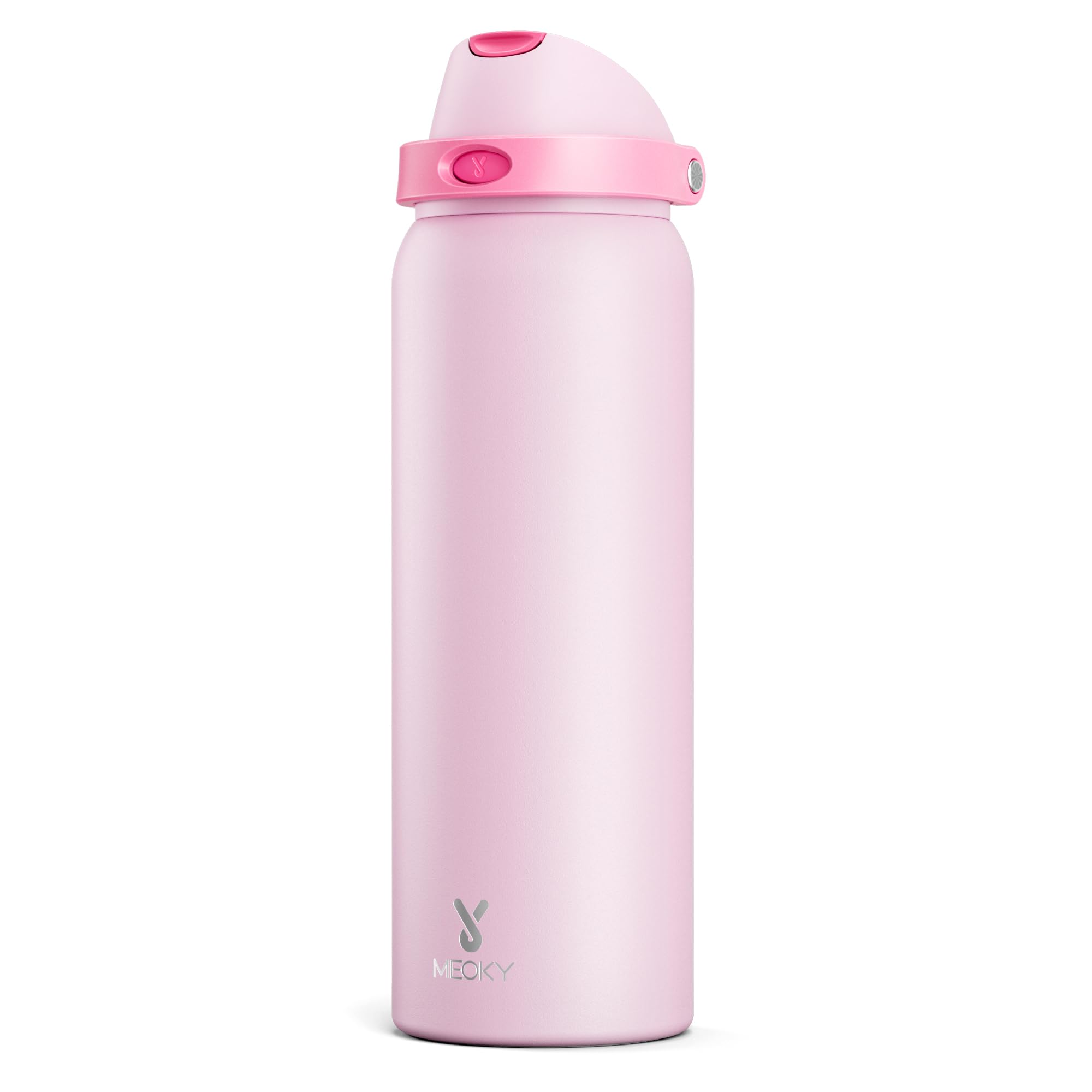 24 oz Insulated Water Bottle for Sports: Meoky Stainless Steel Water Bottle with 2-in-1 Straw and Spout Lid - Leak Proof, Cold for 24 Hours, Fits in Car Cup Holder, BPA-Free for Travel Gym, Night
