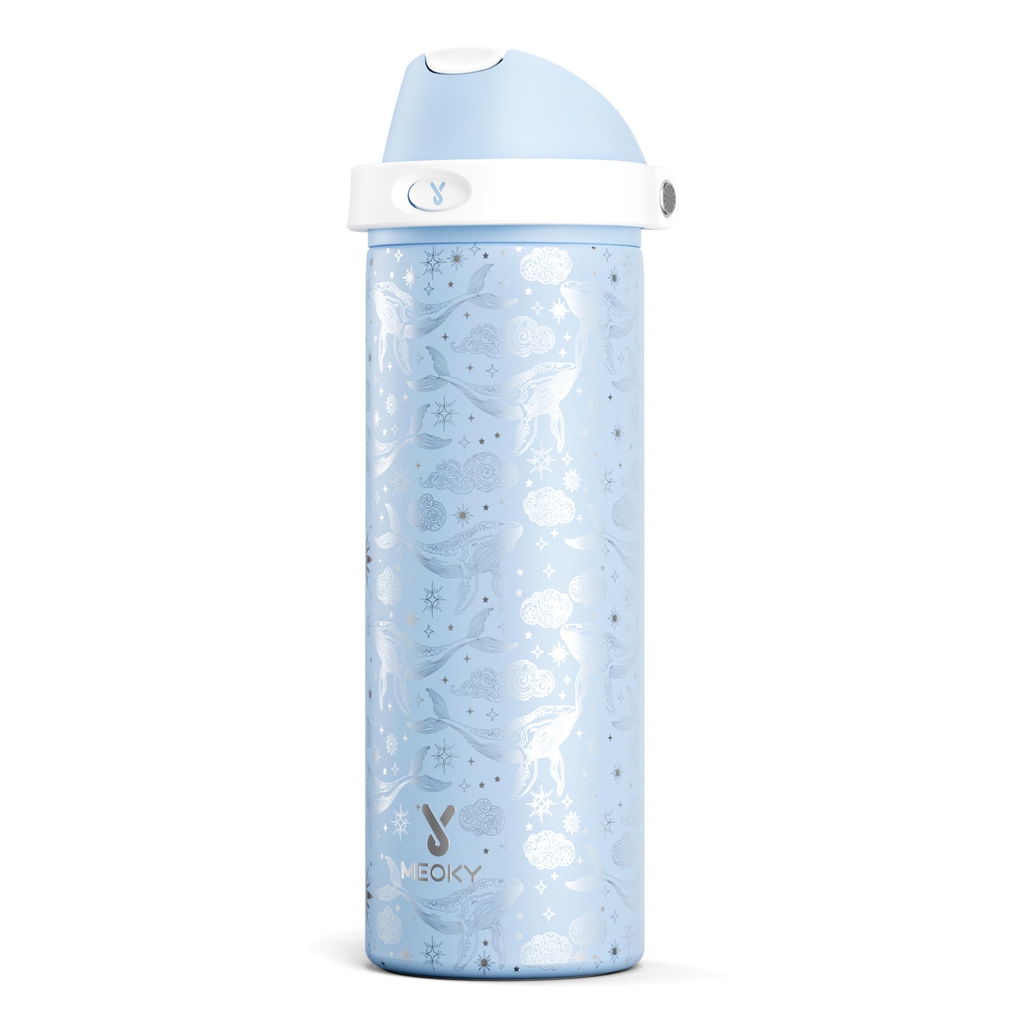 24 oz Insulated Water Bottle for Sports: Meoky Stainless Steel Water Bottle with 2-in-1 Straw and Spout Lid - Leak Proof, Cold for 24 Hours, Fits in Car Cup Holder, BPA-Free for Travel Gym, Night