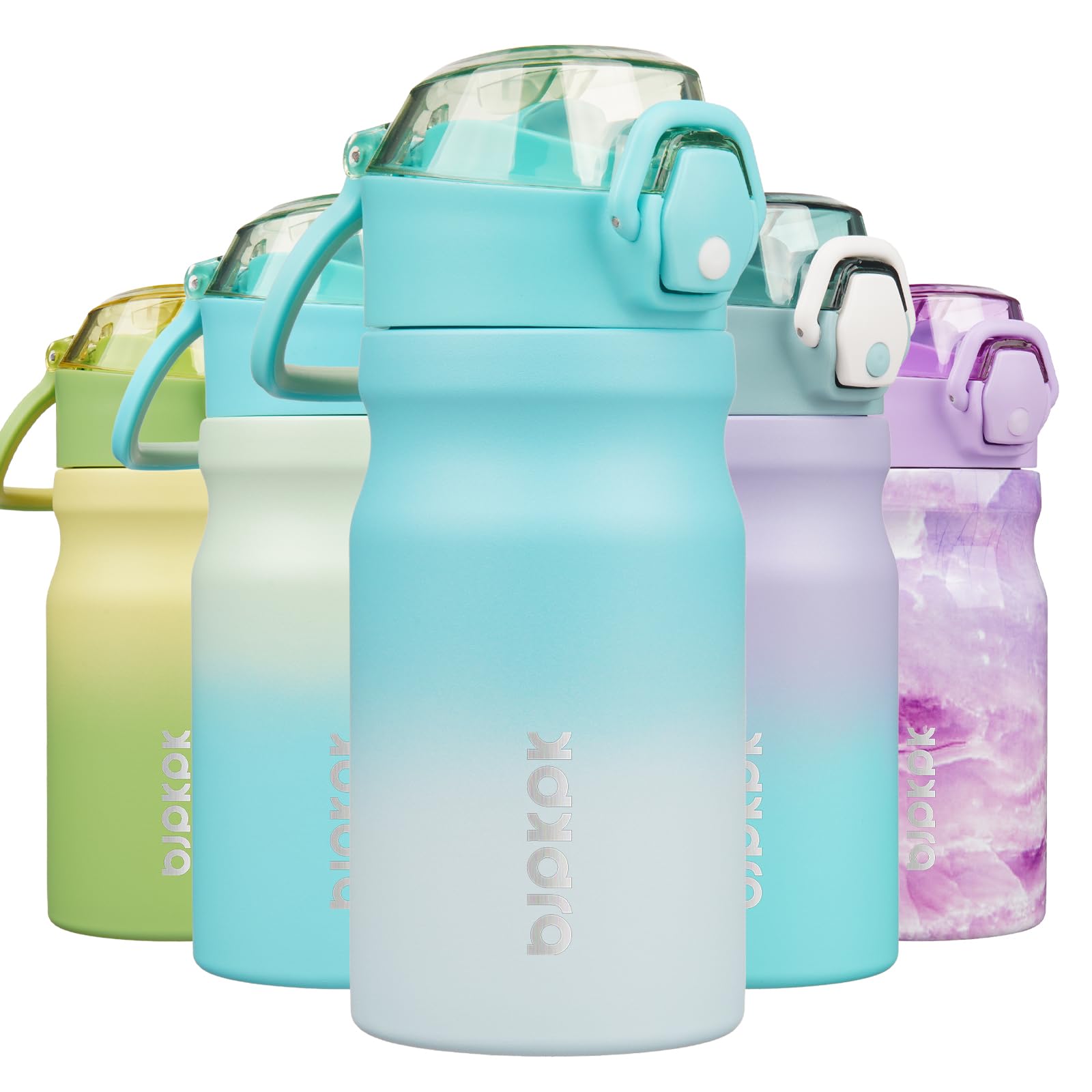 BJPKPK 18oz Insulated Water Bottle with Straw Stainless Steel Double Wall Water Bottles BPA Free Leak Proof Thermal Flask with Lockable Flip Lid and Soft Silicone Spout,Cherry Blossom