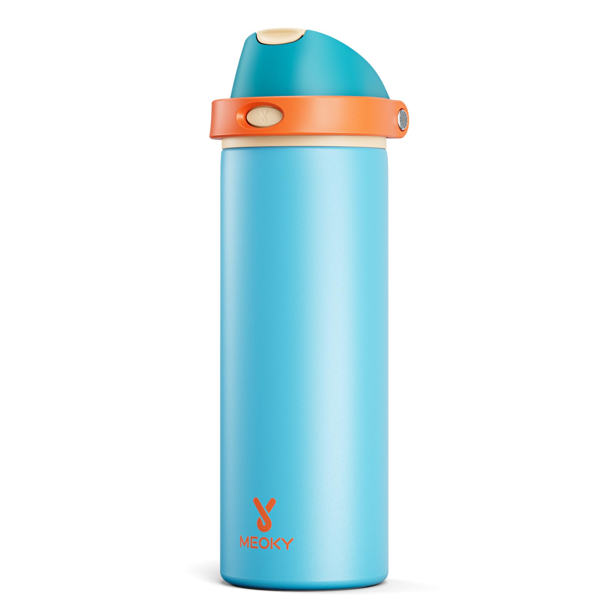 24 oz Insulated Water Bottle for Sports: Meoky Stainless Steel Water Bottle with 2-in-1 Straw and Spout Lid - Leak Proof, Cold for 24 Hours, Fits in Car Cup Holder, BPA-Free for Travel Gym, Night