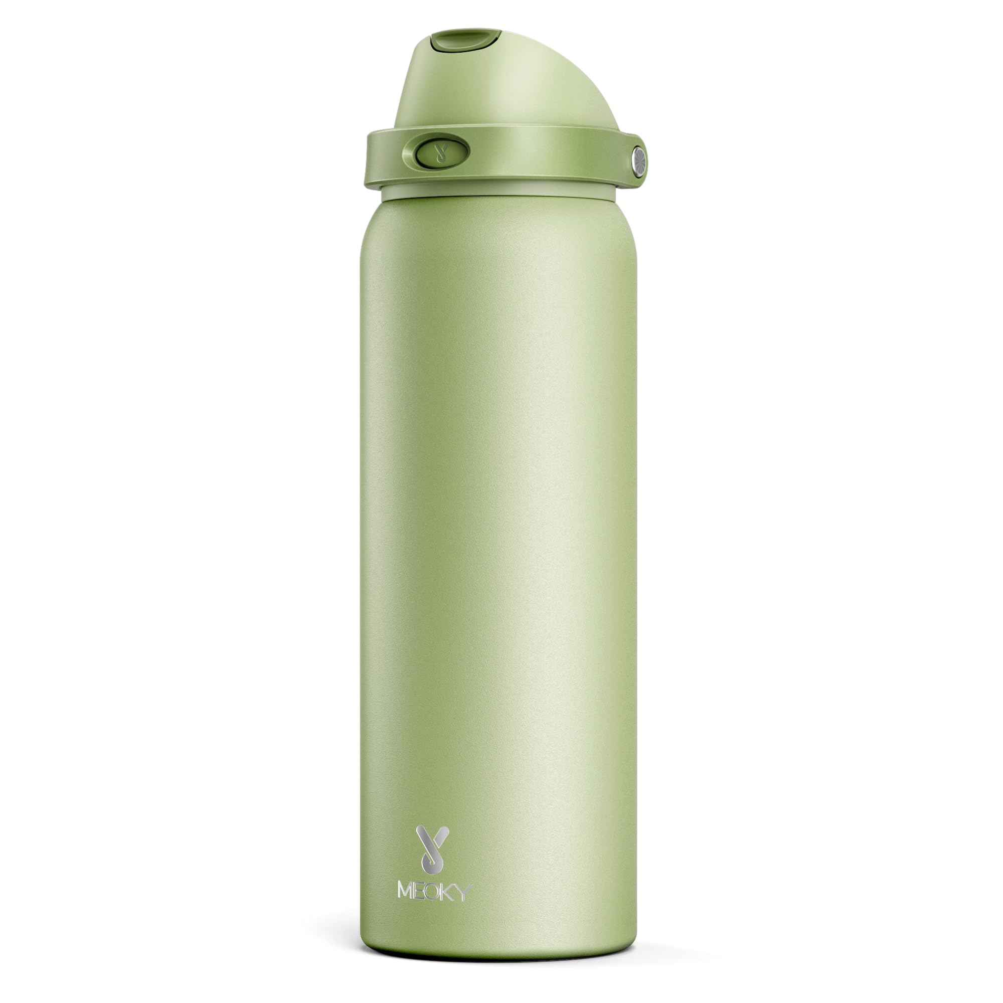24 oz Insulated Water Bottle for Sports: Meoky Stainless Steel Water Bottle with 2-in-1 Straw and Spout Lid - Leak Proof, Cold for 24 Hours, Fits in Car Cup Holder, BPA-Free for Travel Gym, Night