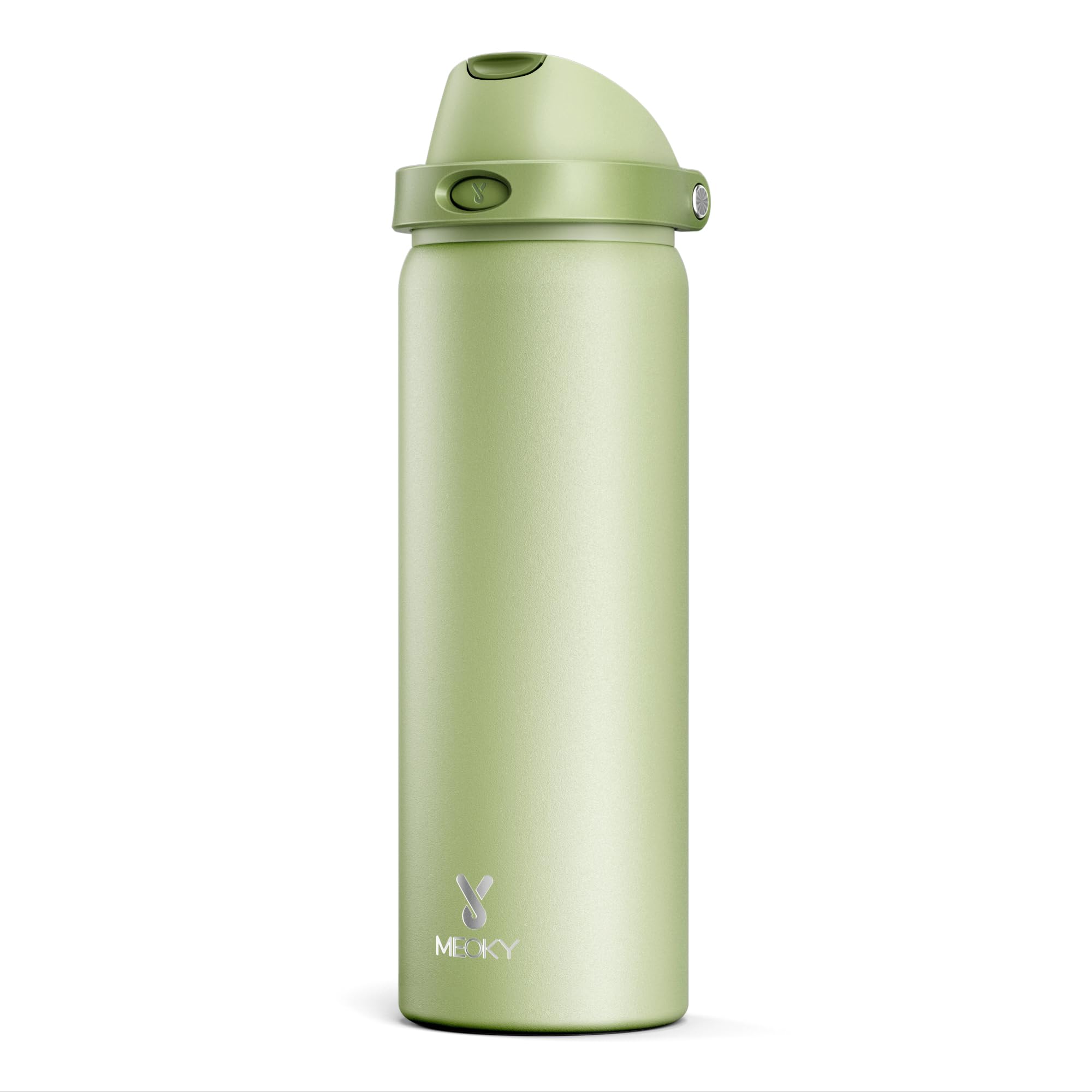24 oz Insulated Water Bottle for Sports: Meoky Stainless Steel Water Bottle with 2-in-1 Straw and Spout Lid - Leak Proof, Cold for 24 Hours, Fits in Car Cup Holder, BPA-Free for Travel Gym, Night