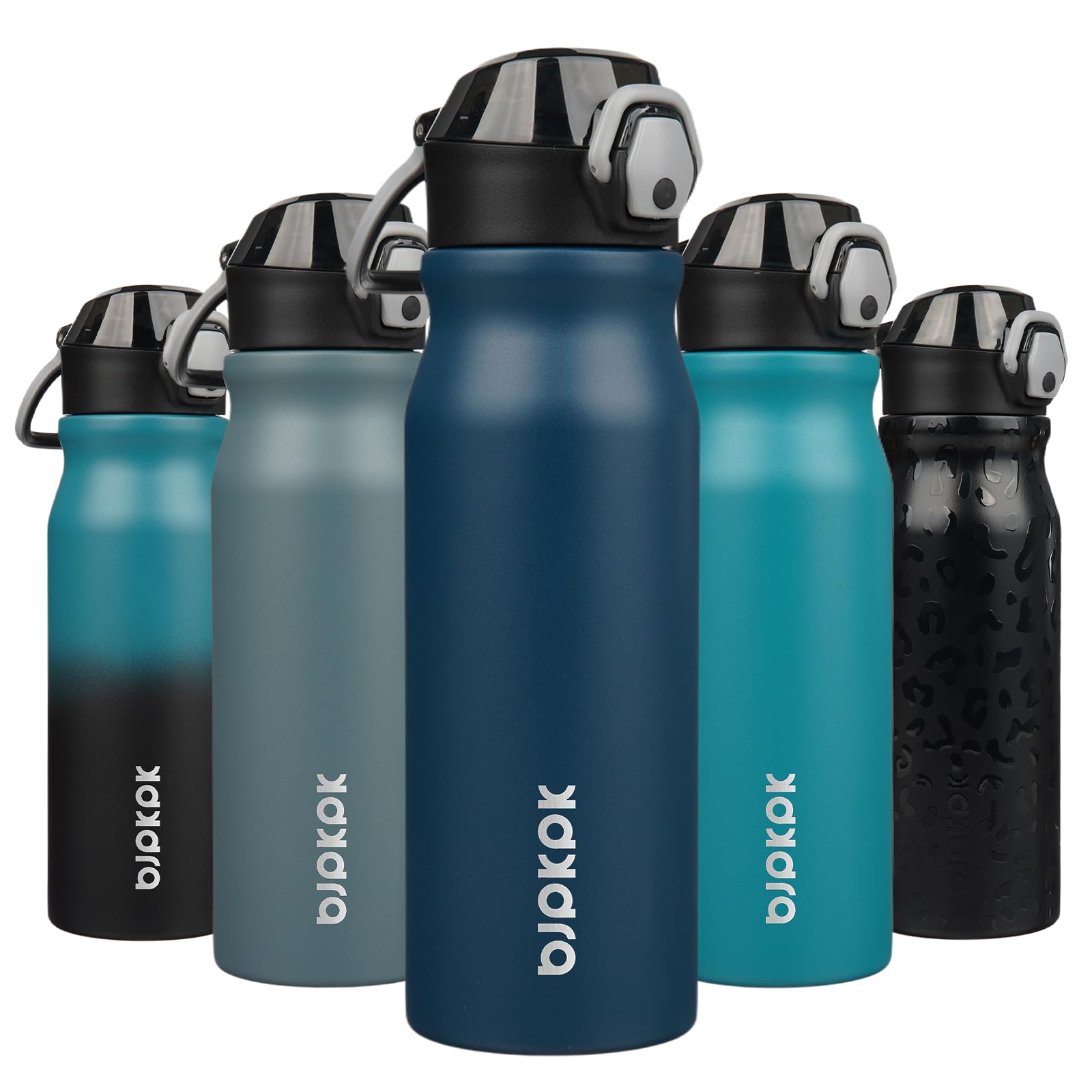 BJPKPK 18oz Insulated Water Bottle with Straw Stainless Steel Double Wall Water Bottles BPA Free Leak Proof Thermal Flask with Lockable Flip Lid and Soft Silicone Spout,Cherry Blossom