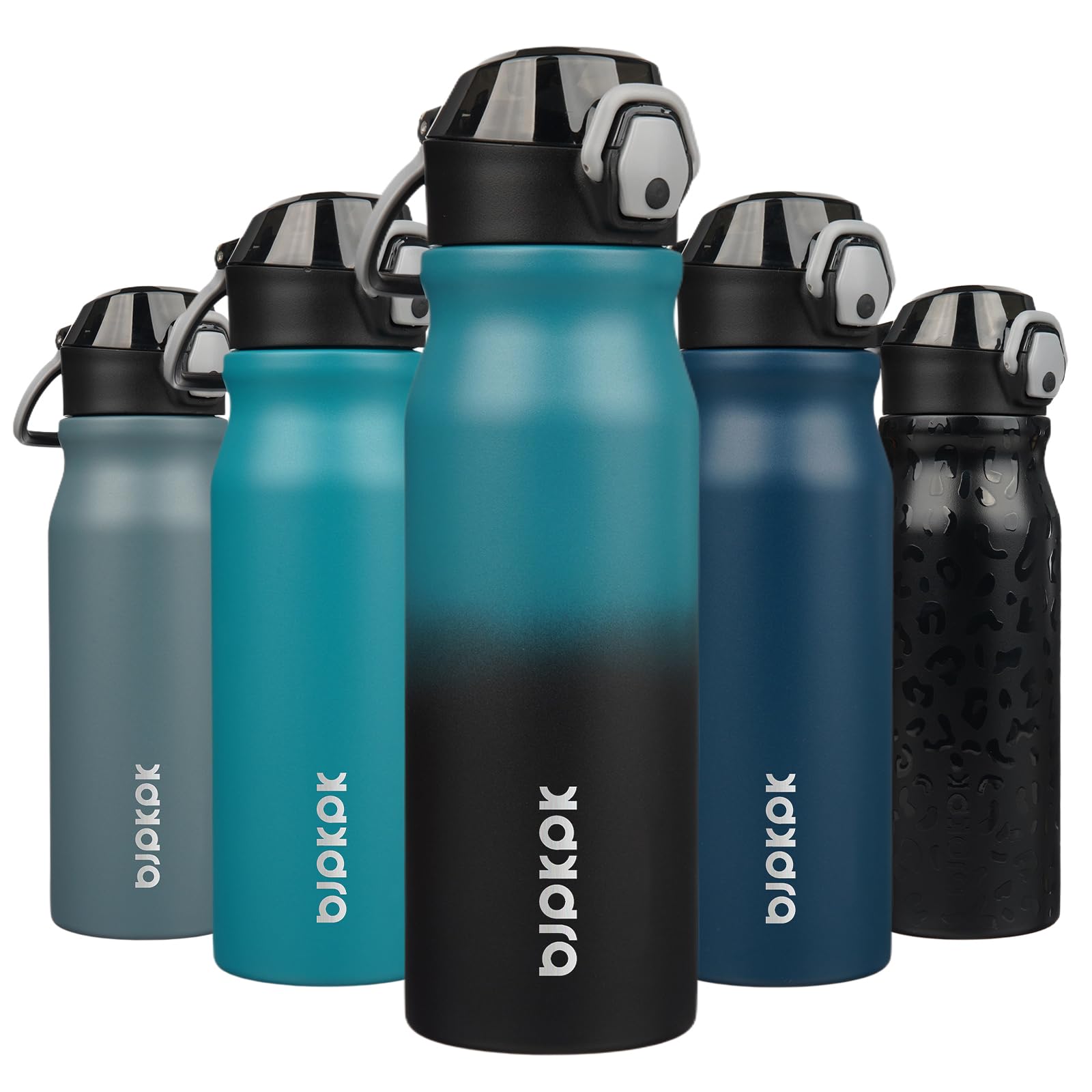 BJPKPK 18oz Insulated Water Bottle with Straw Stainless Steel Double Wall Water Bottles BPA Free Leak Proof Thermal Flask with Lockable Flip Lid and Soft Silicone Spout,Cherry Blossom