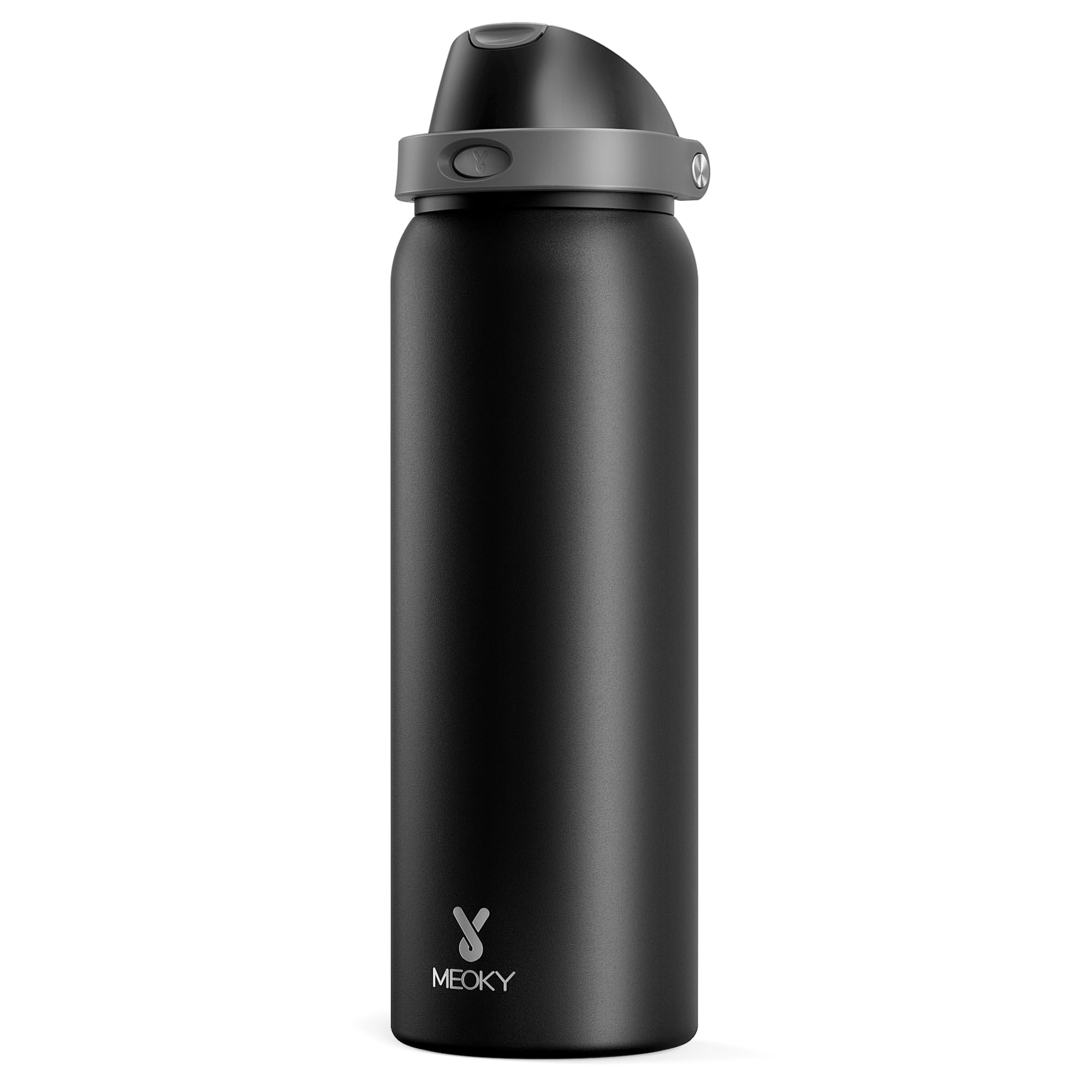 24 oz Insulated Water Bottle for Sports: Meoky Stainless Steel Water Bottle with 2-in-1 Straw and Spout Lid - Leak Proof, Cold for 24 Hours, Fits in Car Cup Holder, BPA-Free for Travel Gym, Night