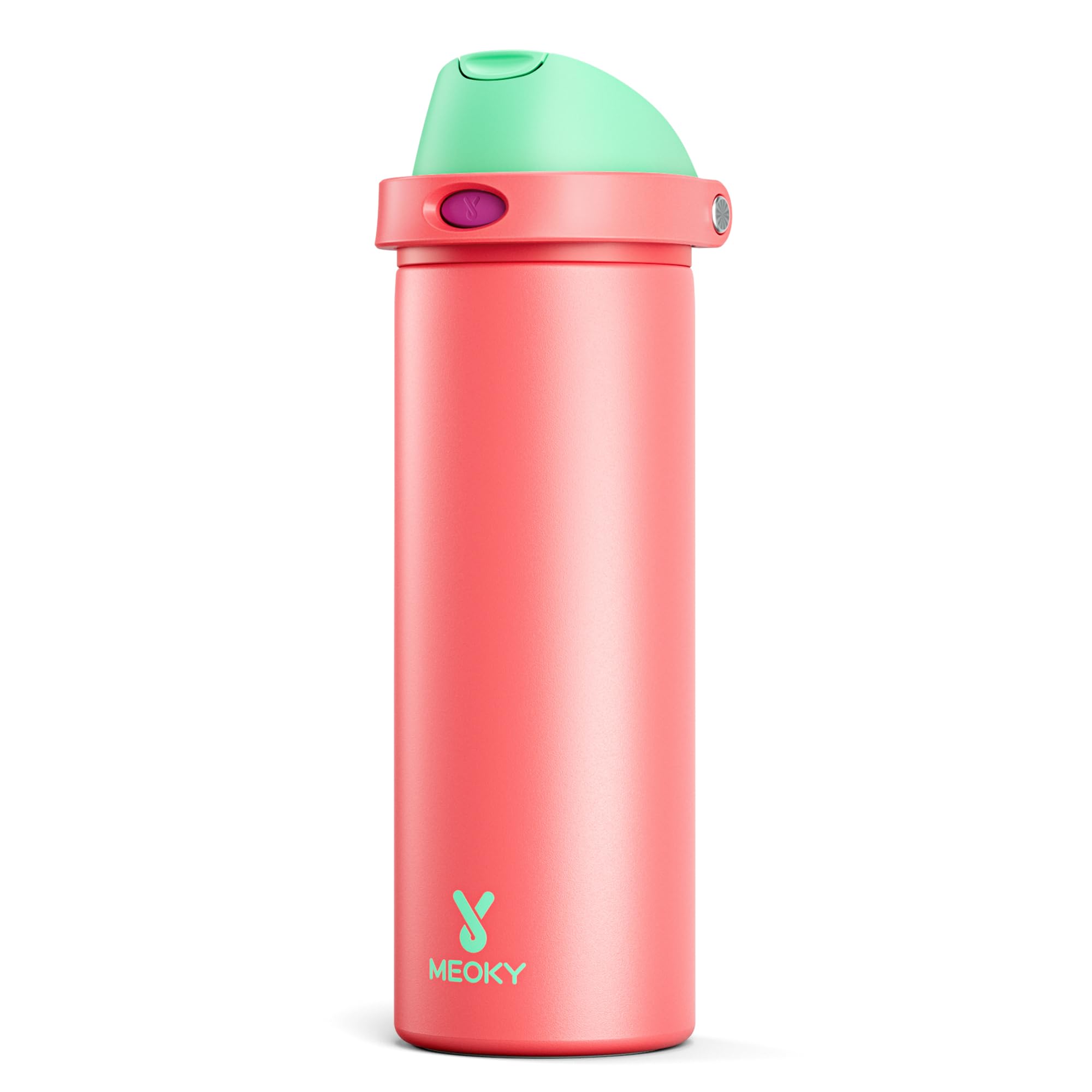 24 oz Insulated Water Bottle for Sports: Meoky Stainless Steel Water Bottle with 2-in-1 Straw and Spout Lid - Leak Proof, Cold for 24 Hours, Fits in Car Cup Holder, BPA-Free for Travel Gym, Night