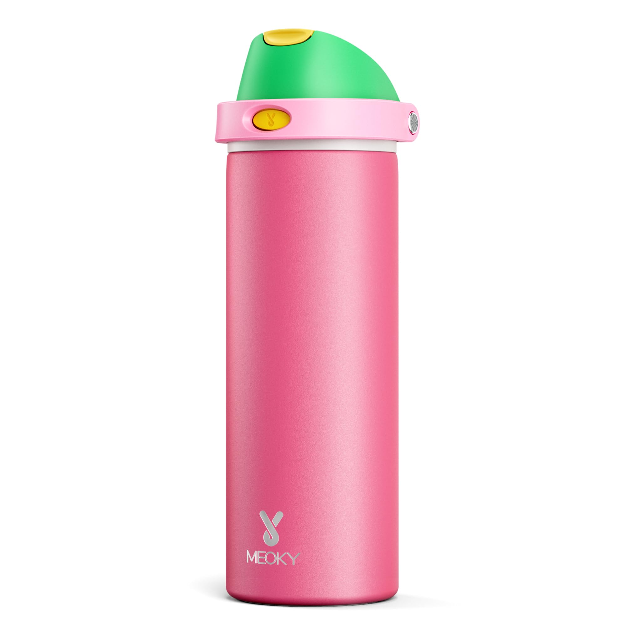 24 oz Insulated Water Bottle for Sports: Meoky Stainless Steel Water Bottle with 2-in-1 Straw and Spout Lid - Leak Proof, Cold for 24 Hours, Fits in Car Cup Holder, BPA-Free for Travel Gym, Night