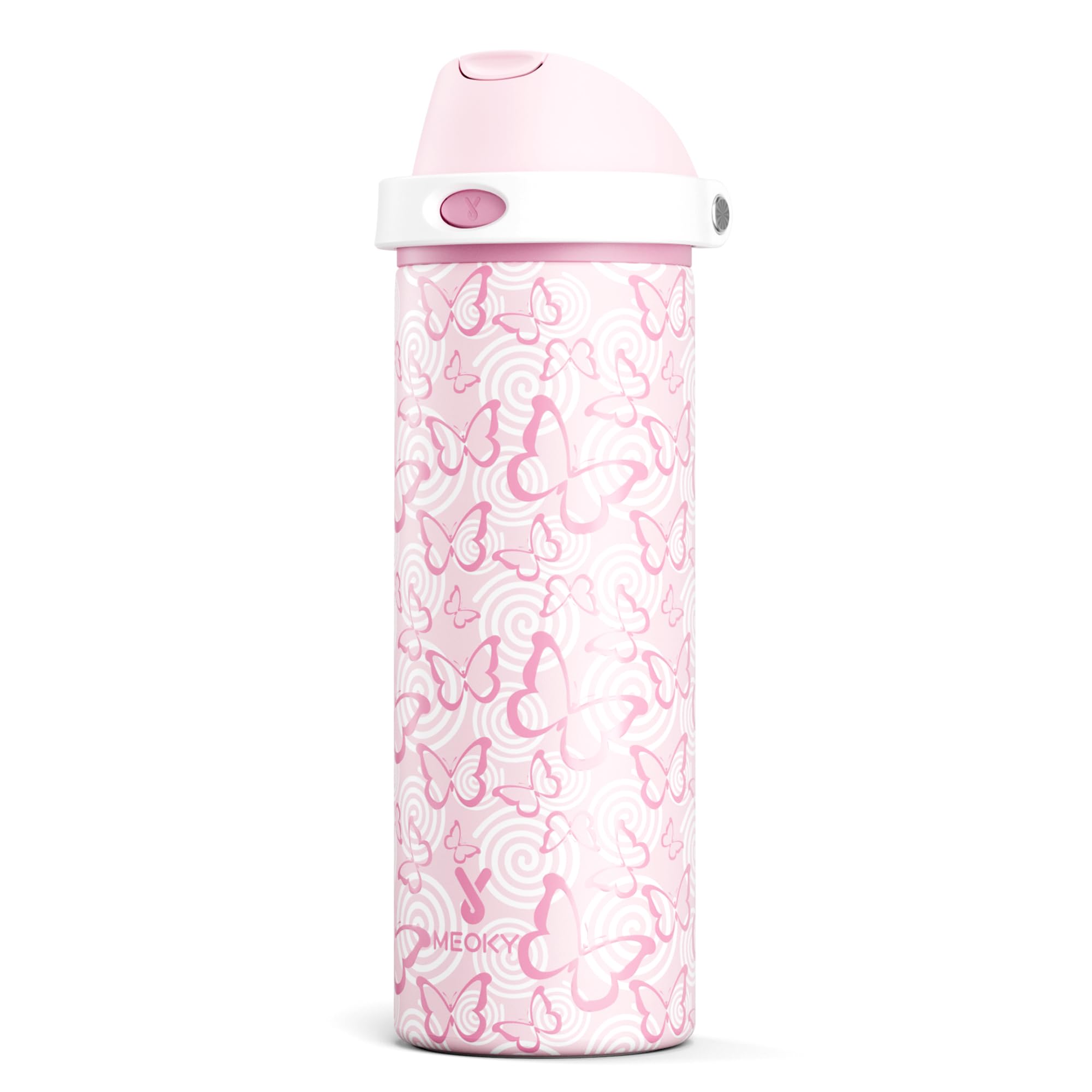 24 oz Insulated Water Bottle for Sports: Meoky Stainless Steel Water Bottle with 2-in-1 Straw and Spout Lid - Leak Proof, Cold for 24 Hours, Fits in Car Cup Holder, BPA-Free for Travel Gym, Night