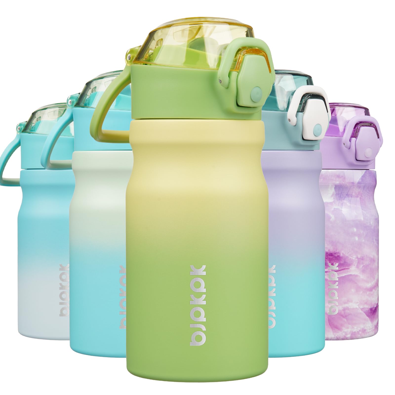 BJPKPK 18oz Insulated Water Bottle with Straw Stainless Steel Double Wall Water Bottles BPA Free Leak Proof Thermal Flask with Lockable Flip Lid and Soft Silicone Spout,Cherry Blossom