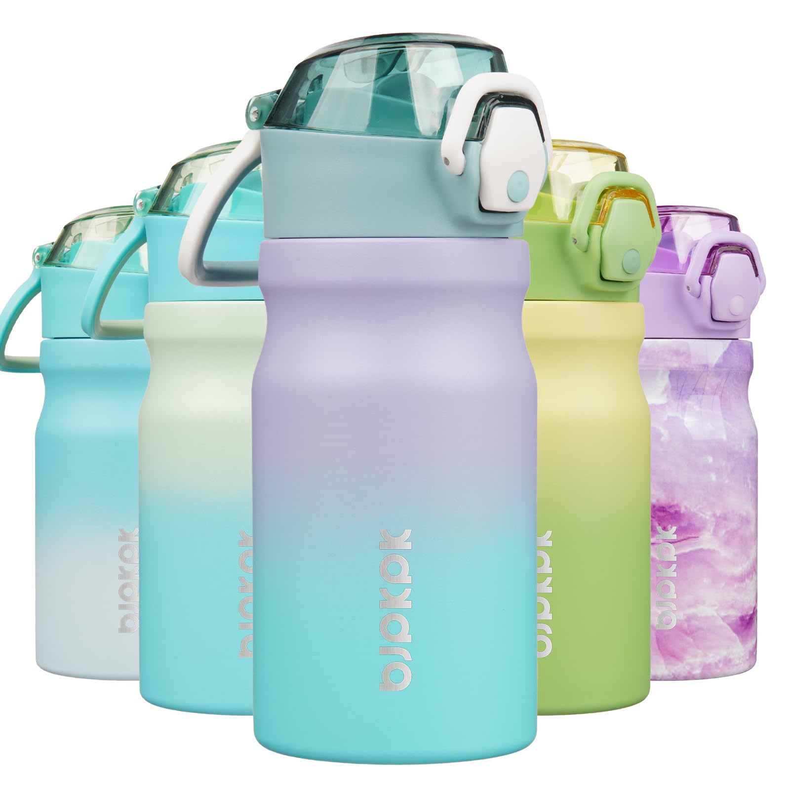 BJPKPK 18oz Insulated Water Bottle with Straw Stainless Steel Double Wall Water Bottles BPA Free Leak Proof Thermal Flask with Lockable Flip Lid and Soft Silicone Spout,Cherry Blossom