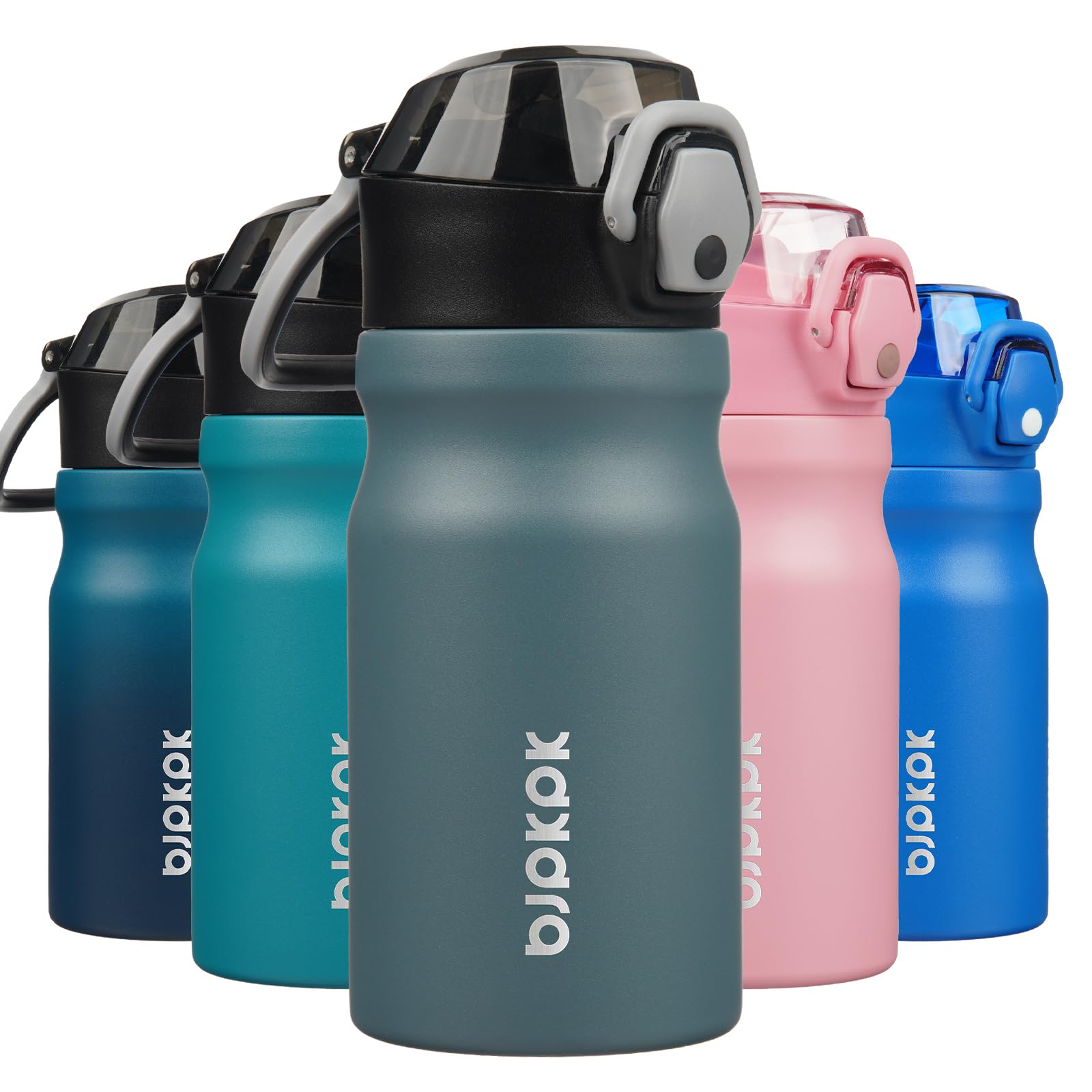 BJPKPK 18oz Insulated Water Bottle with Straw Stainless Steel Double Wall Water Bottles BPA Free Leak Proof Thermal Flask with Lockable Flip Lid and Soft Silicone Spout,Cherry Blossom