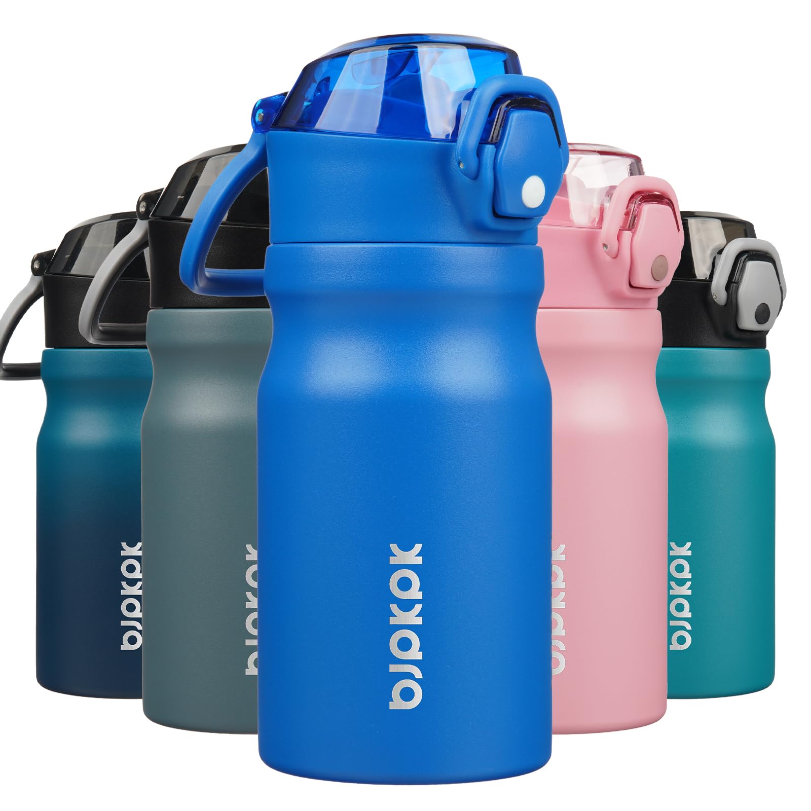 BJPKPK 18oz Insulated Water Bottle with Straw Stainless Steel Double Wall Water Bottles BPA Free Leak Proof Thermal Flask with Lockable Flip Lid and Soft Silicone Spout,Cherry Blossom