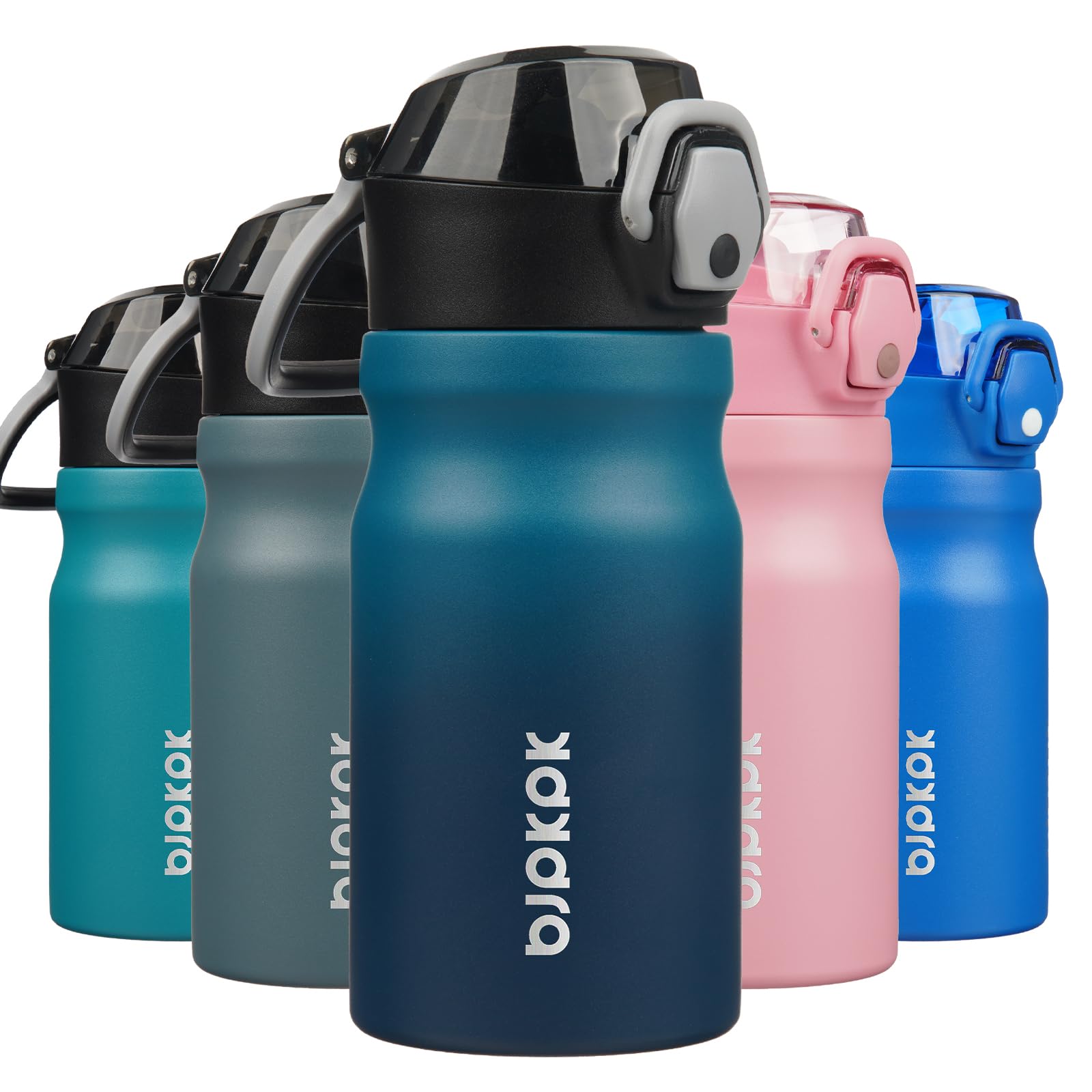 BJPKPK 18oz Insulated Water Bottle with Straw Stainless Steel Double Wall Water Bottles BPA Free Leak Proof Thermal Flask with Lockable Flip Lid and Soft Silicone Spout,Cherry Blossom