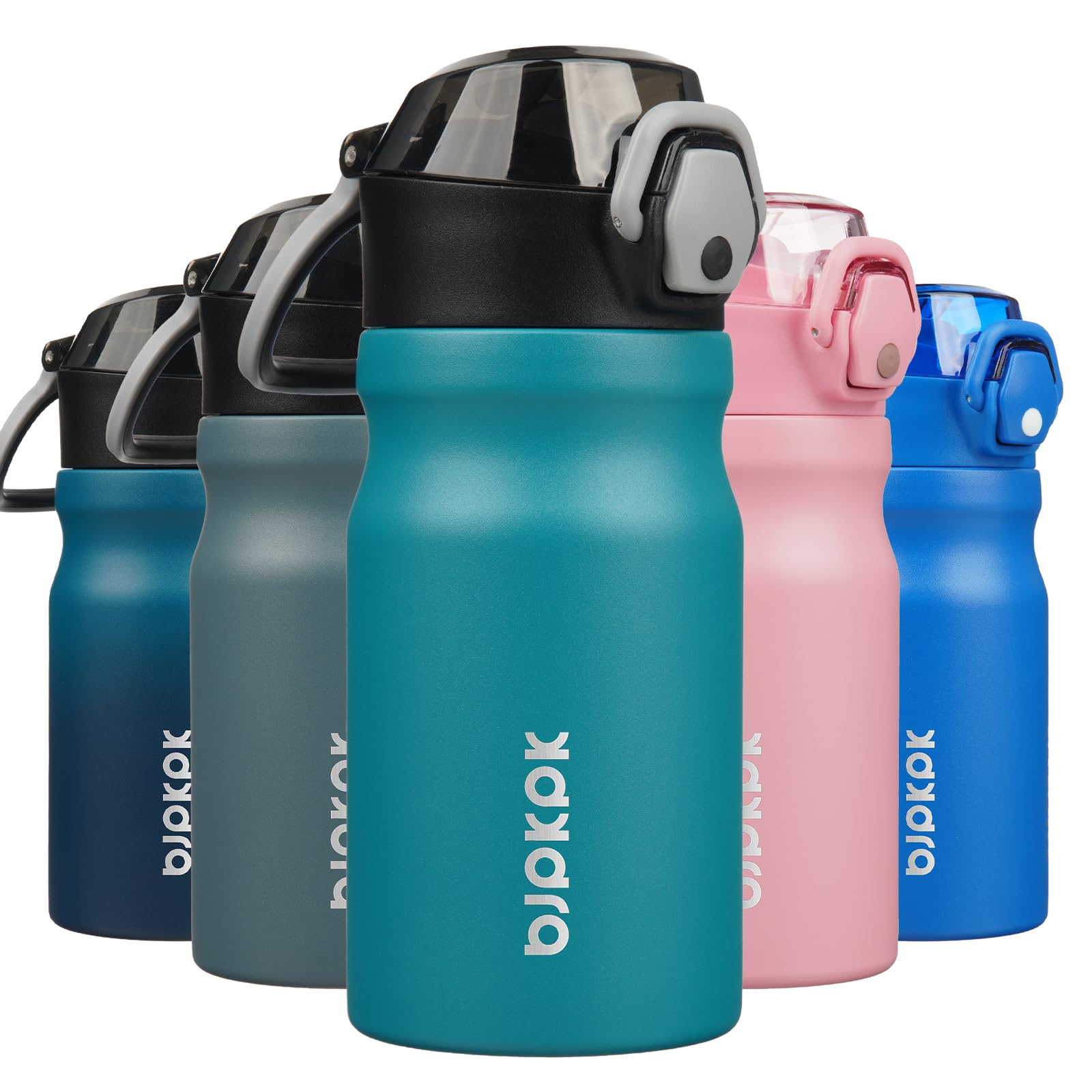 BJPKPK 18oz Insulated Water Bottle with Straw Stainless Steel Double Wall Water Bottles BPA Free Leak Proof Thermal Flask with Lockable Flip Lid and Soft Silicone Spout,Cherry Blossom