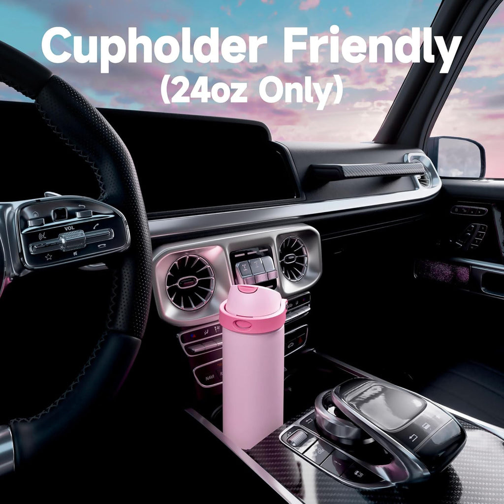 24 oz Insulated Water Bottle for Sports: Meoky Stainless Steel Water Bottle with 2-in-1 Straw and Spout Lid - Leak Proof, Cold for 24 Hours, Fits in Car Cup Holder, BPA-Free for Travel Gym, Night